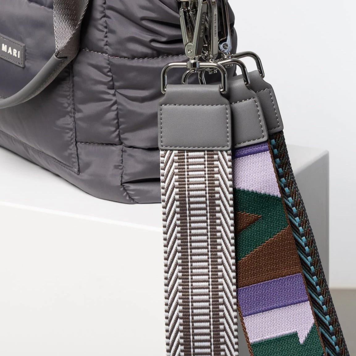 VIVI MARI - padded tote bag small strap basic woven slim - taupe 9