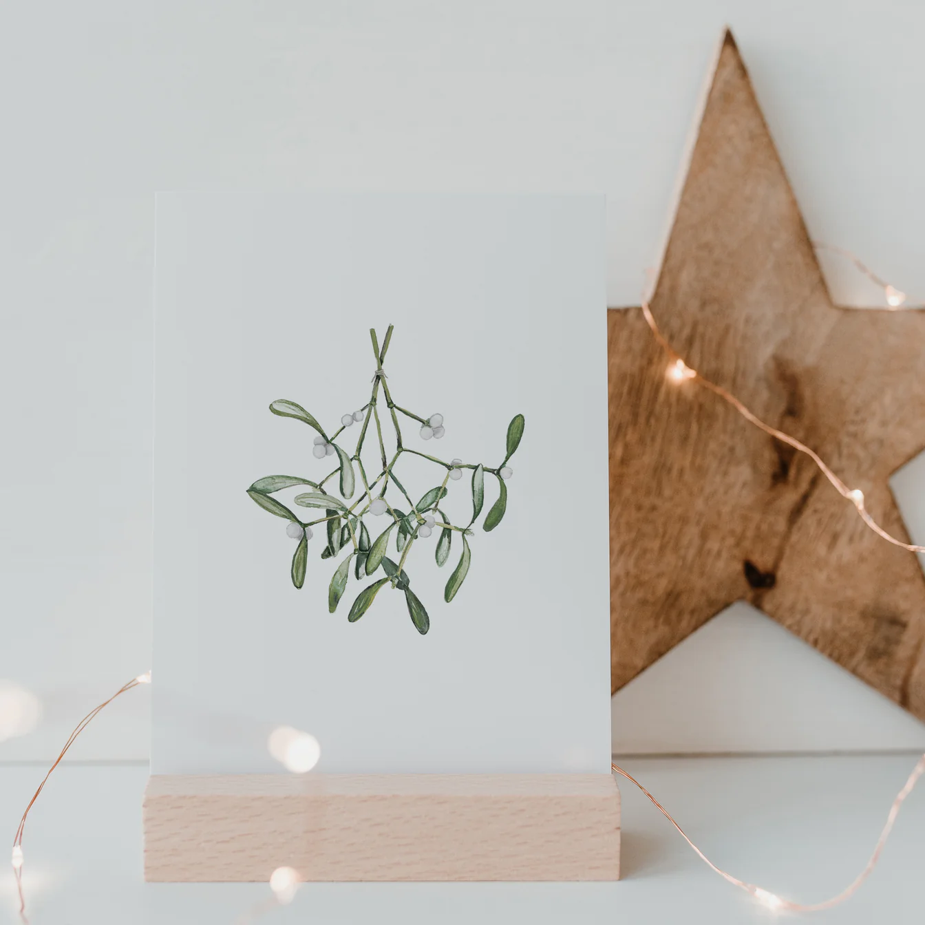 Eulenschnitt - Aquarellkarte Mistletoe