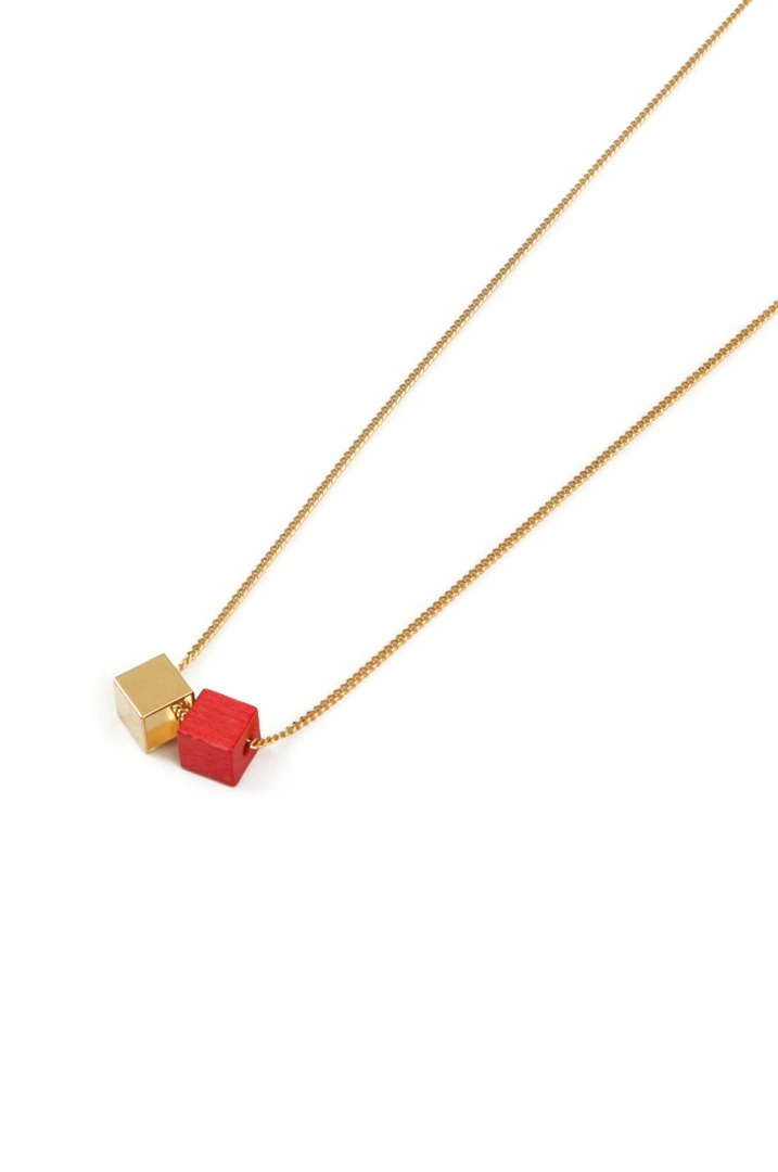 POTIPOTI Accessories - Wood Gold Kette - rot/gold - 50cm 2