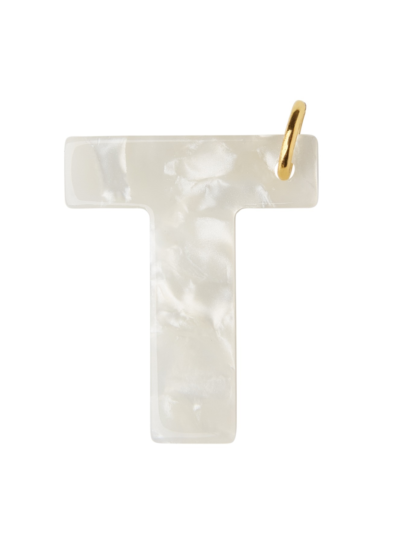 Letter Charm T - pearl white