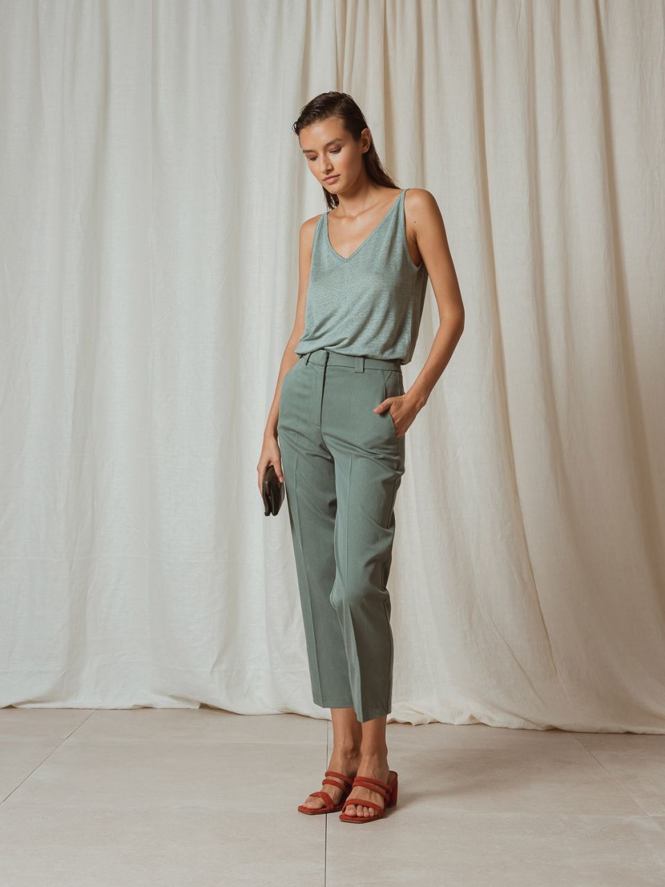 indi &amp; cold - CLASSIC LYOCELL TROUSERS - Verde