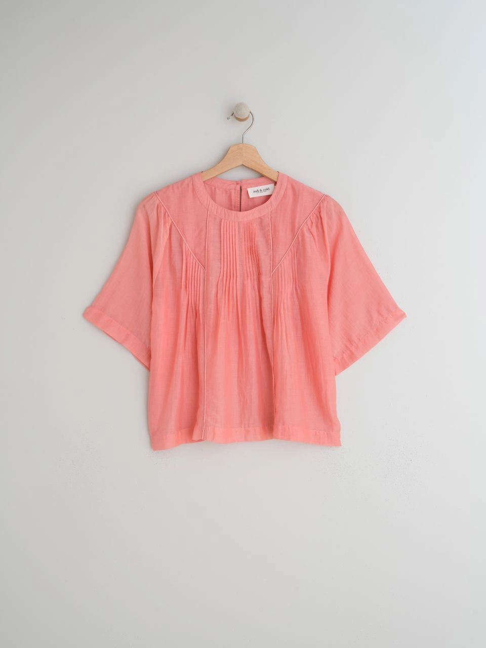 indi &amp; cold - FLUORESCENT-COLORED BLOUSE IN COTTON VISCOSE VOILE - Acid Pink 5