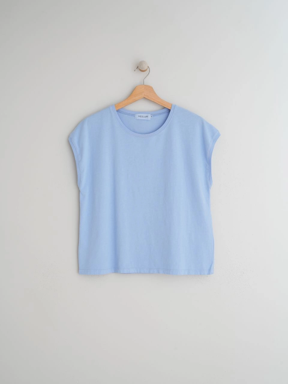 indi&amp;cold - CAP SLEEVE SHIRT IN ORGANIC COTTON - Glacial Blue 4