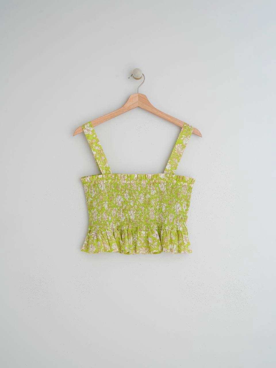 indi&amp;cold - ELASTIC CROP TOP WITH LIBERTY PRINT IN ORGANIC COTTON MUSLIN - Lime 4