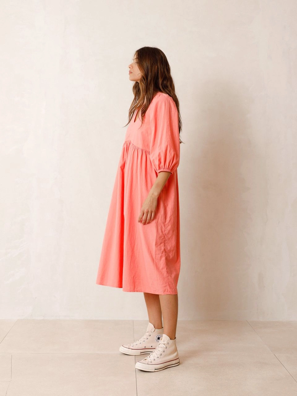 indi&amp;cold - FLOWY BECA DRESS IN GARMENT-DYED COTTON LINEN - Acid Pink 3