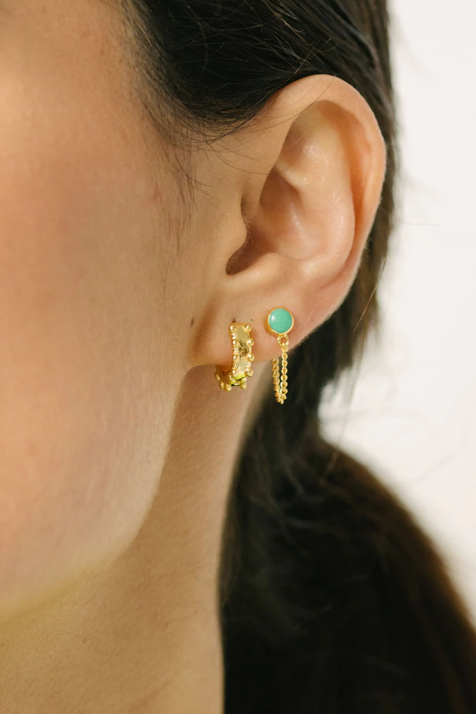 wildthings collectables - Mediterranean blue chain stud gold plated earring 3