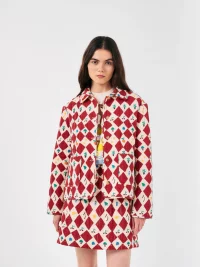 Bobo Choses - Harlequin printed quilted cropped jacket