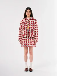 Bobo Choses - Harlequin printed quilted cropped jacket 2