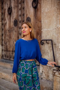 MIO ANIMO P U R E CROPPED BLOUSE Crepe Vicky Blue 2