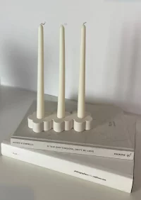 Mykiro - 3er Blumen Kerzenhalter - weiß 4