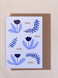 Klappkarte - Blaue Blumen 2