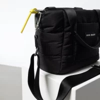 VIVI MARI - padded tote bag small + strap basic woven slim - black 3