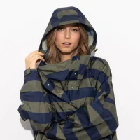 VIVI MARI - Raincoat bold stripes - navy/olive 3