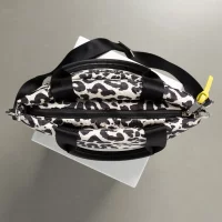 VIVI MARI - padded tote bag small + strap basic woven slim - leo splashes black/sand 5