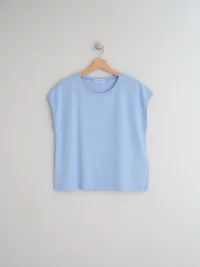 indi&amp;cold - CAP SLEEVE SHIRT IN ORGANIC COTTON - Glacial Blue 4