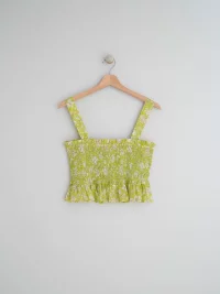 indi&amp;cold - ELASTIC CROP TOP WITH LIBERTY PRINT IN ORGANIC COTTON MUSLIN - Lime 4