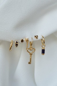 wildthings collectables - Hammered key earring gold plated single piece 5
