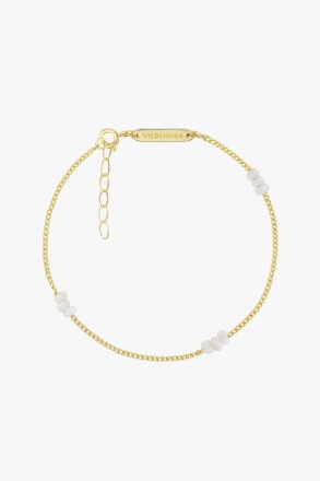 wildthings collectables - Triple white beads bracelet gold plated - produced locally and sustainably