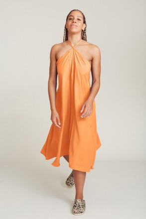 Suite13Lab - MP SHORT DRESS TENCEL LINEN - Orange - 70 tencel / 30 linen