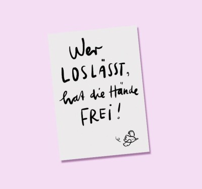 Frollein Motte - Postkarte - Wer loslässt - Frollein Motte