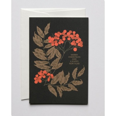 Haferkorn &amp; Sauerbrey - Weihnachtskarte Golden Leaves - umweltfreundliches Feinstpapier