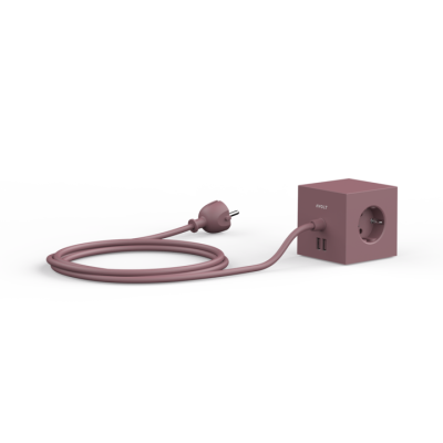 Avolt Square 1 Steckdosenleiste - Rusty Red - Magnetisches Verlängerungskabel mit 3 Steckern und 2 USB-Anschlüssen