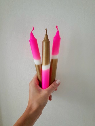 B K UNIQUE ARTS - Kerze groß - Pink-Gold - Handgetaucht