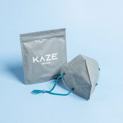 KAZE - FFP2 Maske - Grey/Azure - 3-dimensional respirator mask