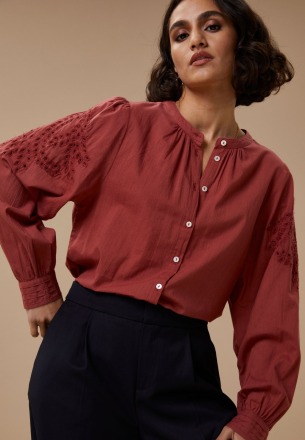 by-bar - ivy blouse - sienna red - by-bar amsterdam