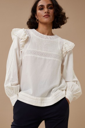 by-bar amsterdam - demi blouse - off white - 100 cotton