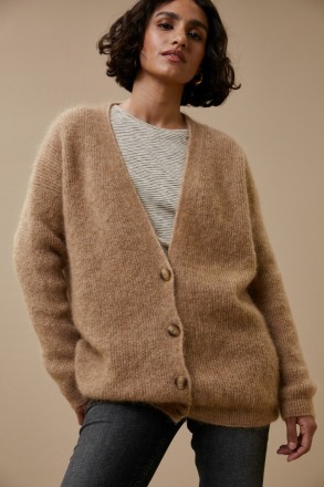 by-bar amsterdam - abby cardigan - camel - with kid mohair and wool