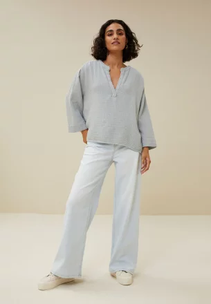 by-bar amsterdam - stina doppia blouse - illu grey - 100 cotton