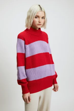 RITA ROW - Waite Sweater - Red/Lilac - 68% Wool 18% Cotton 17% Recycled Polyamide