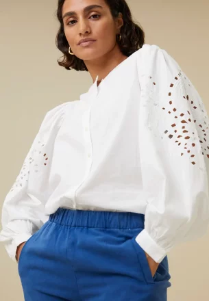 by-bar amsterdam - rikki embroidery blouse - white - 100 cotton