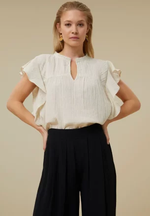 by-bar amsterdam - danee slub blouse - sand - 90 cotton 10 linen
