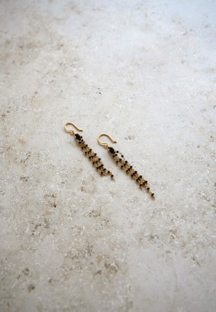 by-bar - sterre earring - black - aus nickelfreiem vergoldetem Kupfer