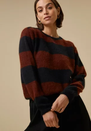by-bar amsterdam - gwen stripe pullover - rustic brown - N E W Collection