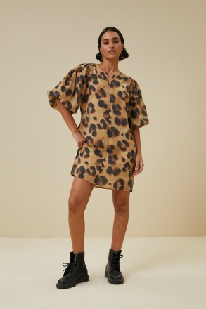 by-bar amsterdam - arya cheeta dress - cheetah print - N E W Collection - Lyocell-Mischung