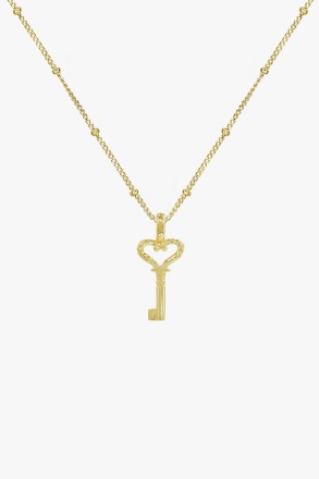 wildthings collectables - Hammered key necklace gold plated - produced locally and sustainably
