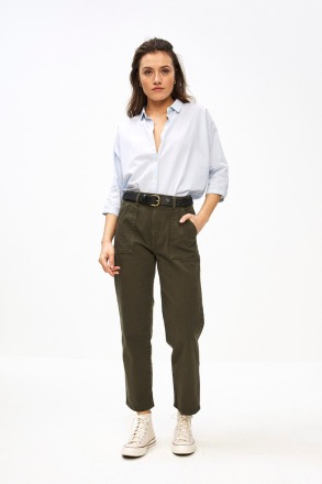 by-bar - smiley twill pant - forest night - by-bar