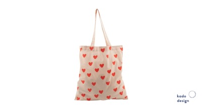 Kadodesign - Cotton Bag Handdrawn Hearts Lemonade Pink - 100 Cotton