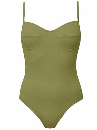 Clo Stories - Colette textured swimsuit in olive - Made and designed in Barcelona