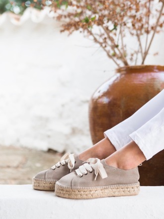 JUTELAUNE - TAUPE ESPADRILLE SNEAKER - handcrafted in Spain