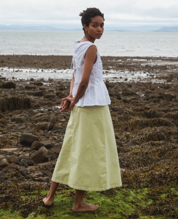 BEAUMONT ORGANIC - Shelby Denim Skirt In Soft Green - 100 Organic Cotton