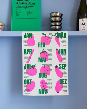 Poster - Saisonkalender von Julia Gescher - Risographie-Druckverfahren