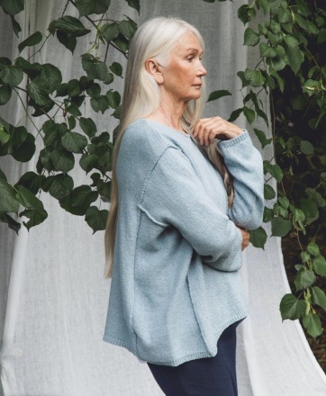 BEAUMONT ORGANIC - Alessandra Recycled Cotton Jumper In Pale Blue - Made from Recycled Cotton