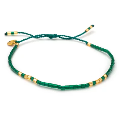 BLUSH INDIGO - Armband Sweet String - Frosted Emerald gold - mit verstellbarem Knotenverschluss