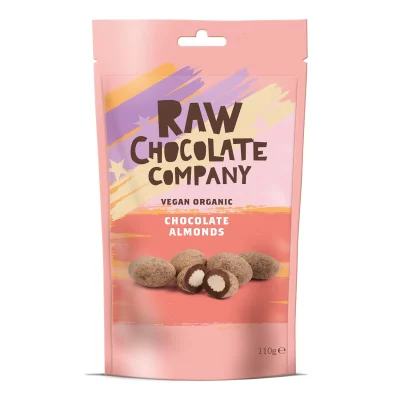 THE RAW CHOCOLATE COMPANY - Schokoladen-Mandeln-Snack 125g - Vegan Bio Milchfrei Sojafrei Glutenfrei