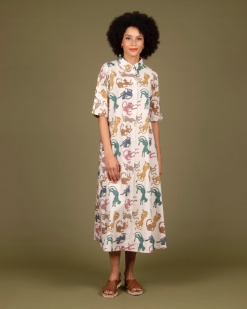 WEMOTO - Noel Poplin Dress - Beige - 100 Organic Cotton