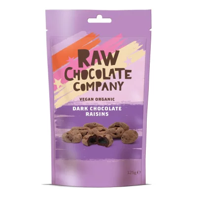 THE RAW CHOCOLATE COMPANY - Schokolade-Rosinen-Snack 125g - Vegan Bio Milchfrei Sojafrei Glutenfrei